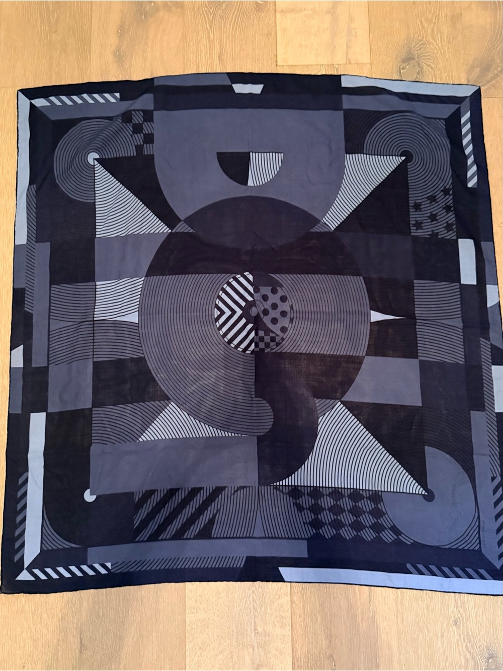 Hermes Wool Silk Scarf City Paris 90